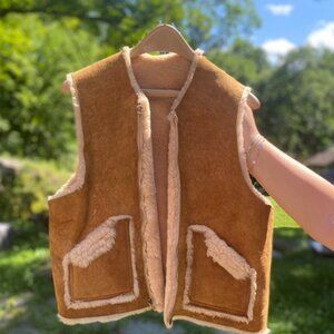 Vintage 70s M Sherpa Suede Vest Talon Zipper